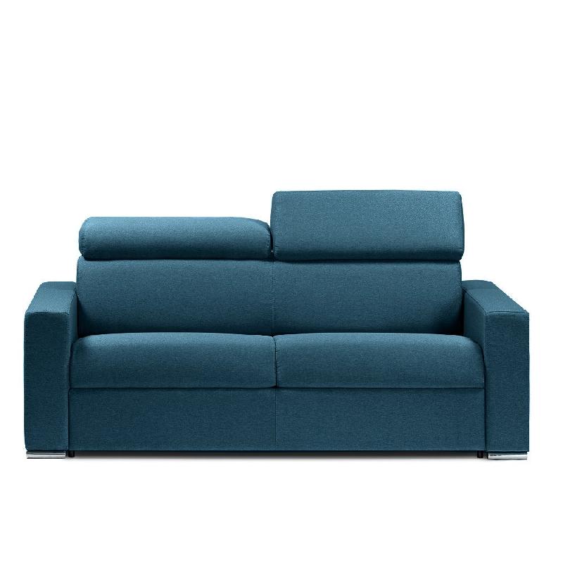 CANAPÉ CONVERTIBLE EXPRESS DARWIN TÊTIÈRES RÉGLABLES COUCHAGE 160CM MATELAS 16CM TISSU TWEED BLEU PÉTROLE_0