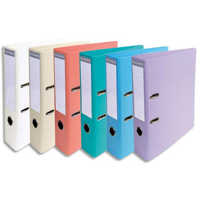 CLASSEUR A LEVIER EXACOMPTA EN PVC - DOS DE 5 CM - FORMAT 32 X 29 CM - COLORIS ASSORTIS PASTEL - LOT DE 10