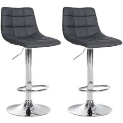 CLP Lot de 2 tabourets de bar Jerry en similicuir Gris/Chrome - gris polyester 323199_0