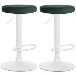CLP Lot de 2 tabourets de bar Ponte velours Vert/Métal blanc mat - vert textile 323482_0