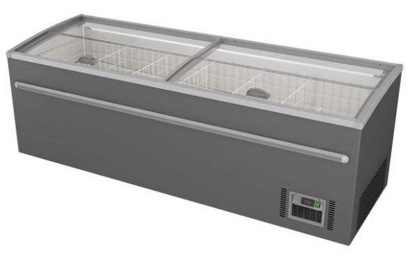 Congélateur bahut magasin avec vitres coulissantes de 2,50 mètres en couleur gris_0
