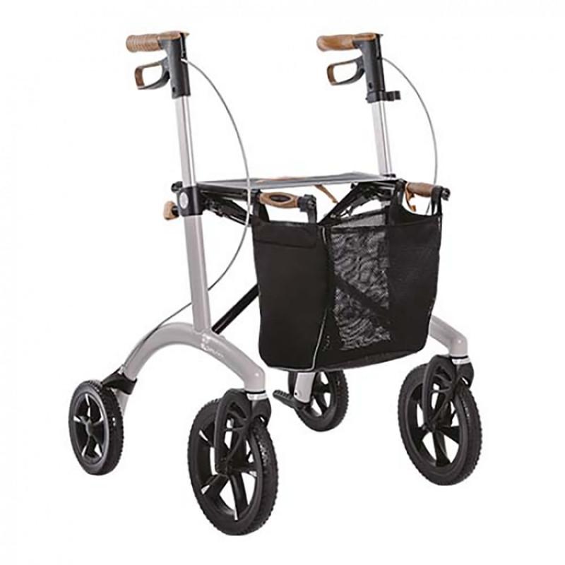 Déambulateur aluminium Saljol AllRound - poignées en liège-TPE, système de freinage à une main, roues larges_0
