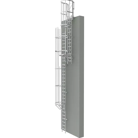 Échelle de sécurité à crinoline en aluminium - Sortie de face - Hauteur à franchir de 8.00 à 11.80m_0