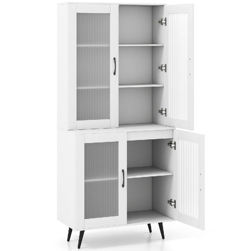 Helloshop26 - Buffet 80 x 40 x 178,5 cm rangement pratique avec étagère réglable style moderne MDF blanc 20_0010798 - blanc Bois manufacturé 30002_0
