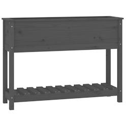 Helloshop26 - Jardinière bac lit surélevé plantes fleurs terrasse jardin avec étagère 111,5 x 34,5 x 81cm bois massif de pin gris 02_0038382 - 30_0