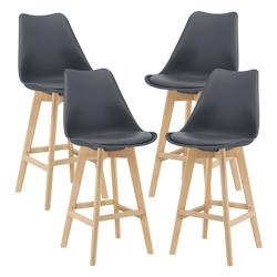Helloshop26 - Lot de 4 tabourets de bar plastique synthétique hêtre 105 x 48 x 58 cm gris 03_0008718 - 3001948347766_0