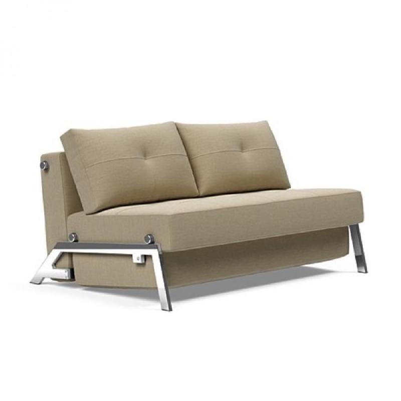 Canapé design convertible Innovation Living Cubed 02 Chrome - Couchage 160x200 cm - Tissu Vivus Dusty Sand_0