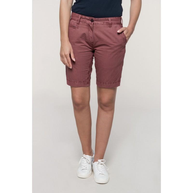 K753 - Bermuda aspect délavé femme - 100% coton avec tissu sergé lavé pour un confort optimal_0