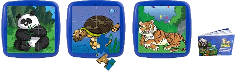 LOT DE 3 PUZZLES PLASTIQUES COLORIS BLEU