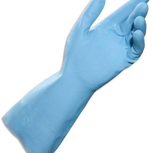 Mapa lot de 10 paires de gants vital 117 en latex naturel et flocké coton longueur 30,5 cm taille 7 bleu_0