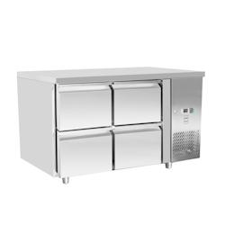 METRO Professional Table réfrigérée GCC21004D, acier inoxydable, 136 x 70 x 85 cm, 4 tiroirs, 90 L, argenté - inox 1416_0