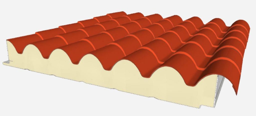 Panneau sandwich de toiture imitation tuile - autoportant, pente minimale 10% - Longueur max. 16450 mm_0