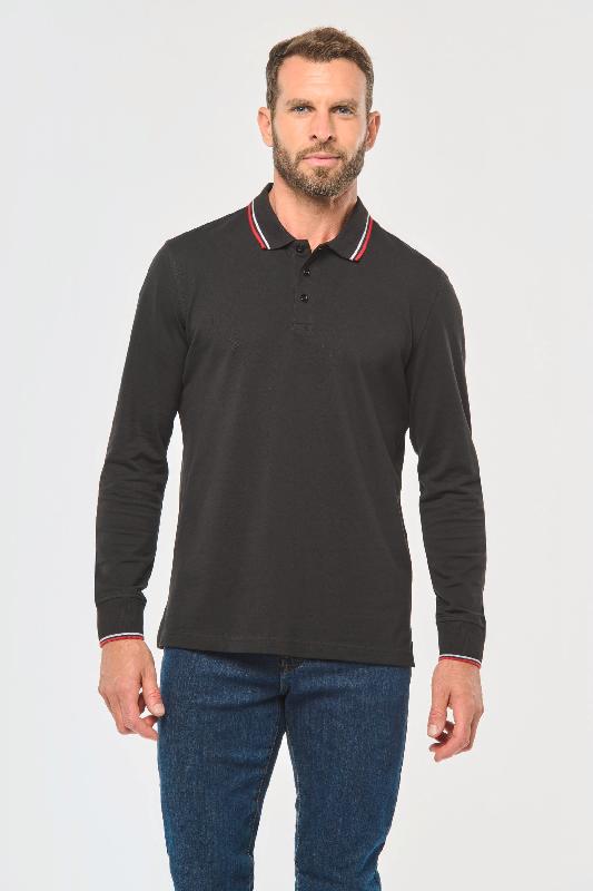 Polo maille piquée manches longues homme - Réf: K280 - Kariban - 100% coton - Coupe ajustée - Maille piquée avec col 3 boutons_0
