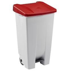 Poubelle De Tri Mobile A Pedale Mobily 120L Blanc / Rouge - 59204 - Rossignol - 59204_0