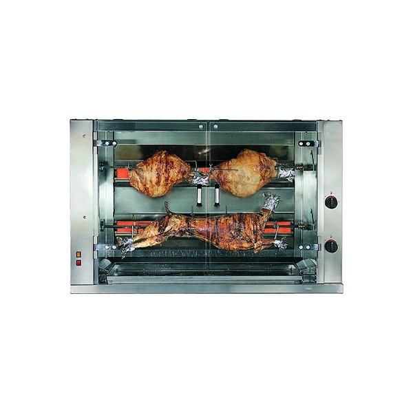 Rôtissoire électrique en acier inox - 2 broches 110 cm - Pour grosses pièces de viande_0