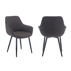 SalesFever Ensemble de 2 fauteuils | Housse en tissu bouclé | Pieds de chaise en métal | L 64 x P 59 x H 86 cm | anthracite – noir mat - multicolo_0