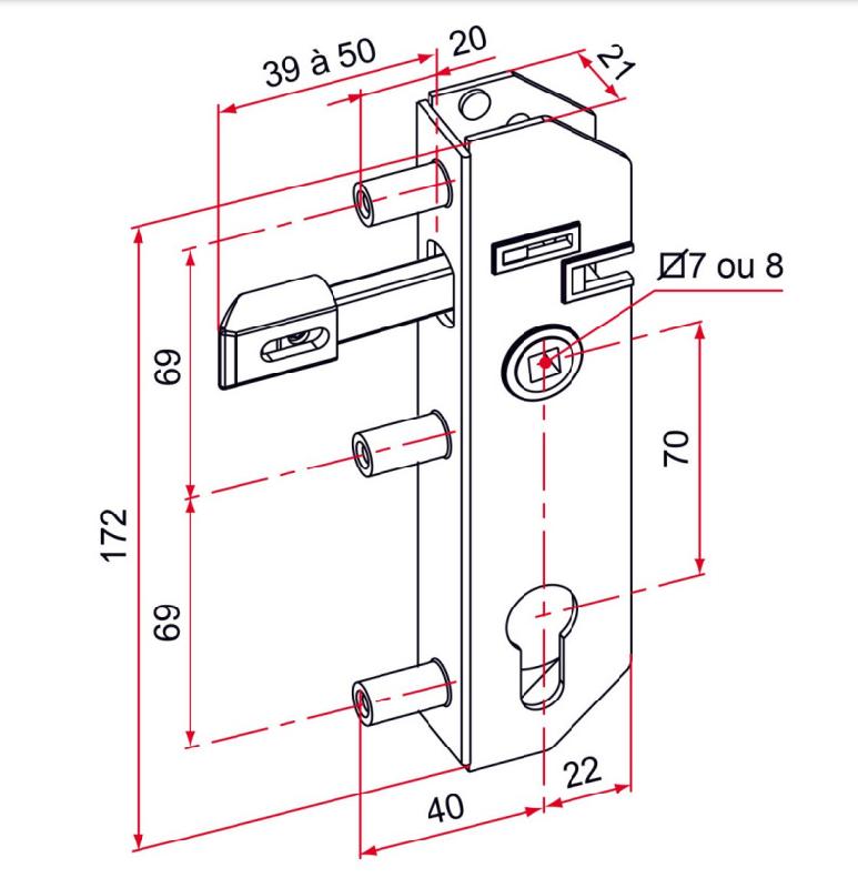 Serrure à encastrer gj axe 30mm carré 8mm zingué - TIRARD - gj701305 - 430283_0