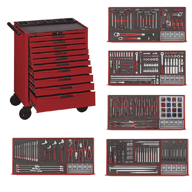 Servante rouge foam midi master set 10 tiroirs Teng Tools TCEMM411N10_0