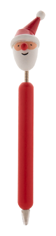Stylo à bille en bois - Figurine Père Noël sur ressort - Encre bleue_0