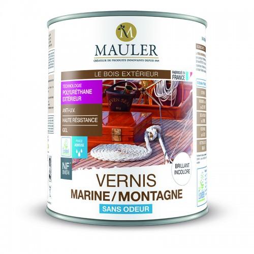 VERNIS MARINE MONTAGNE SANS ODEUR - 1 LITRE - INCOLORE BRILLANT MAULER
