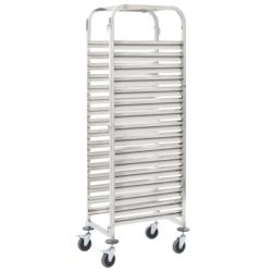 VidaXL Chariot De Cuisine Pour 16 Plateaux 38x55x163 Cm Inox - argenté 8719883571683_0