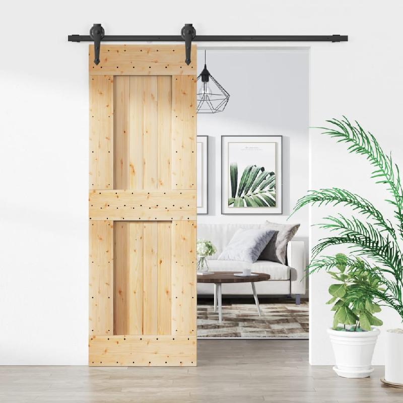 Vidaxl porte coulissante et kit de quincaillerie 70x210 cm pin massif 3203203_0