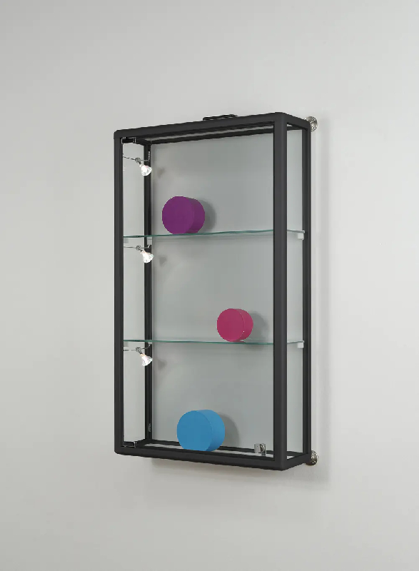 Vitrine murale avec étagères bp58va - aluminium laqué noir_0