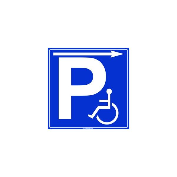 1817 D - Panneaux handicap accès parking à droite - Pannopro - autocollant, plastique ou métal - 30x30 cm à 50x50 cm_0