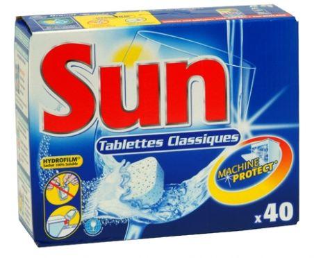 40 tablettes lave-vaisselle sun en sachets hydrofilm