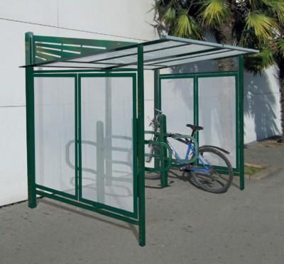 Abri vélo collectif - poteaux en acier 100 x 60 mm et panneaux en polycarbonate anti-UV - Fixation par scellement_0