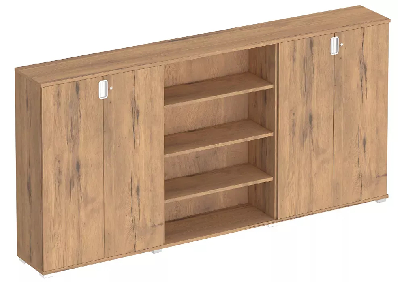 Armoire 4 portes 2 étagères + bibli. 4 étagères (L : 300 cm x P : 42 cm x H : 147 cm) So Laroya_0