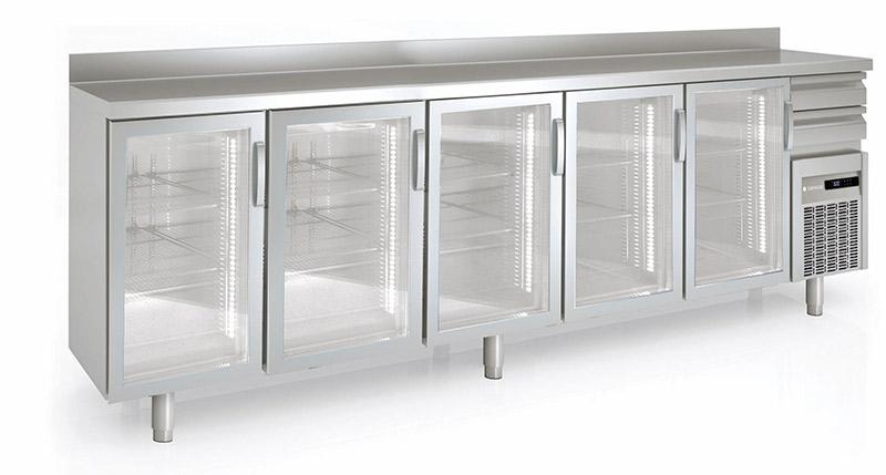 Arrière bar professionnel 600 - 5 portes vitrées et 2 tiroirs neutres - FMRV-300 - 863L - R290_0