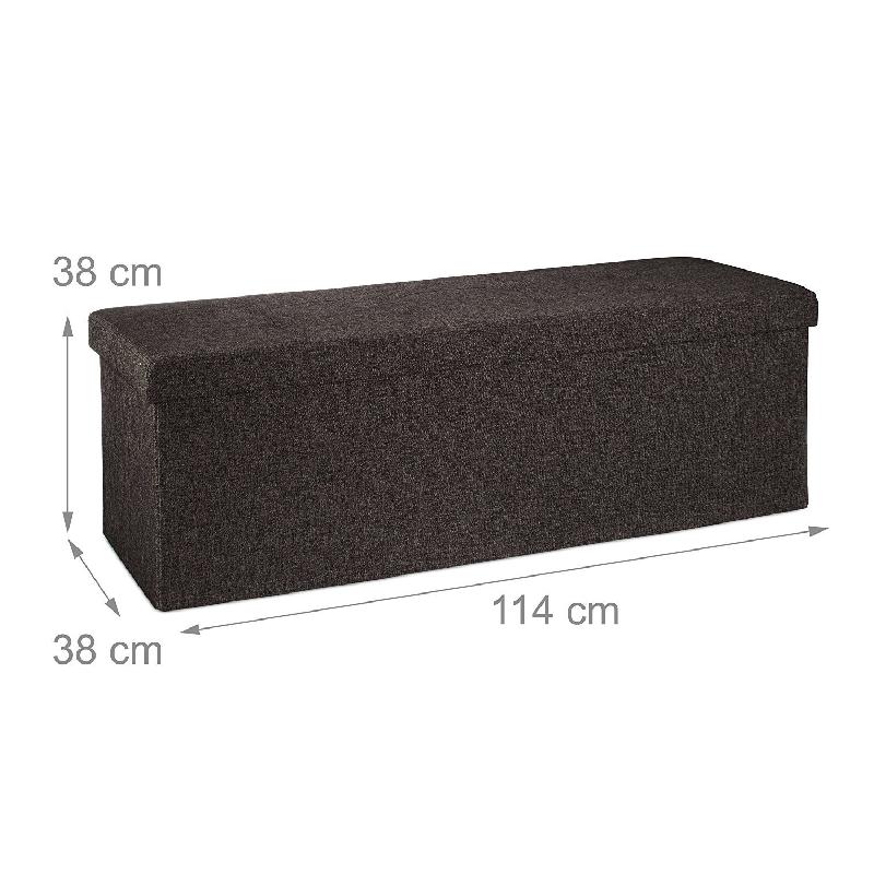 BANQUETTE BANC POUR COFFRE DE RANGEMENT EN LIN AVEC COUVERCLE MARRON 114 CM 3013009_0