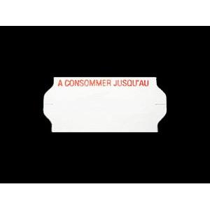Boîte de 36 rouleaux - 54 000 étiquettes adhésives blanches 26x12mm - impression rouge 