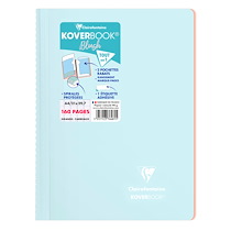 CAHIER RELIURE INTÉGRALE ENVELOPPANTE KOVERBOOK BLUSH A4 160 PAGES GRANDS CARREAUX COUVERTURE POLYPROPYLÈNE OPAQUE BICOLORE - ASSORTIS - LOT DE 5