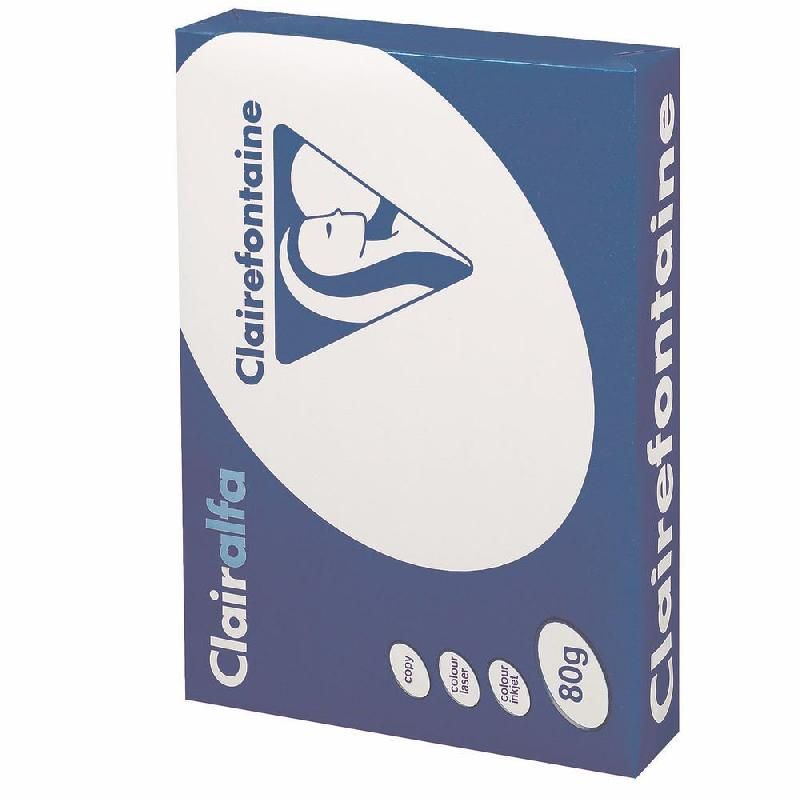 CLAIREFONTAINE PAPIER CLAIRALFA - RAMETTE DE 500 FEUILLES -  PERFORÉ 4 TROUS - FORMAT A4 (80 G/M²) -  COULEUR BLANC (PRIX UNITAIRE)