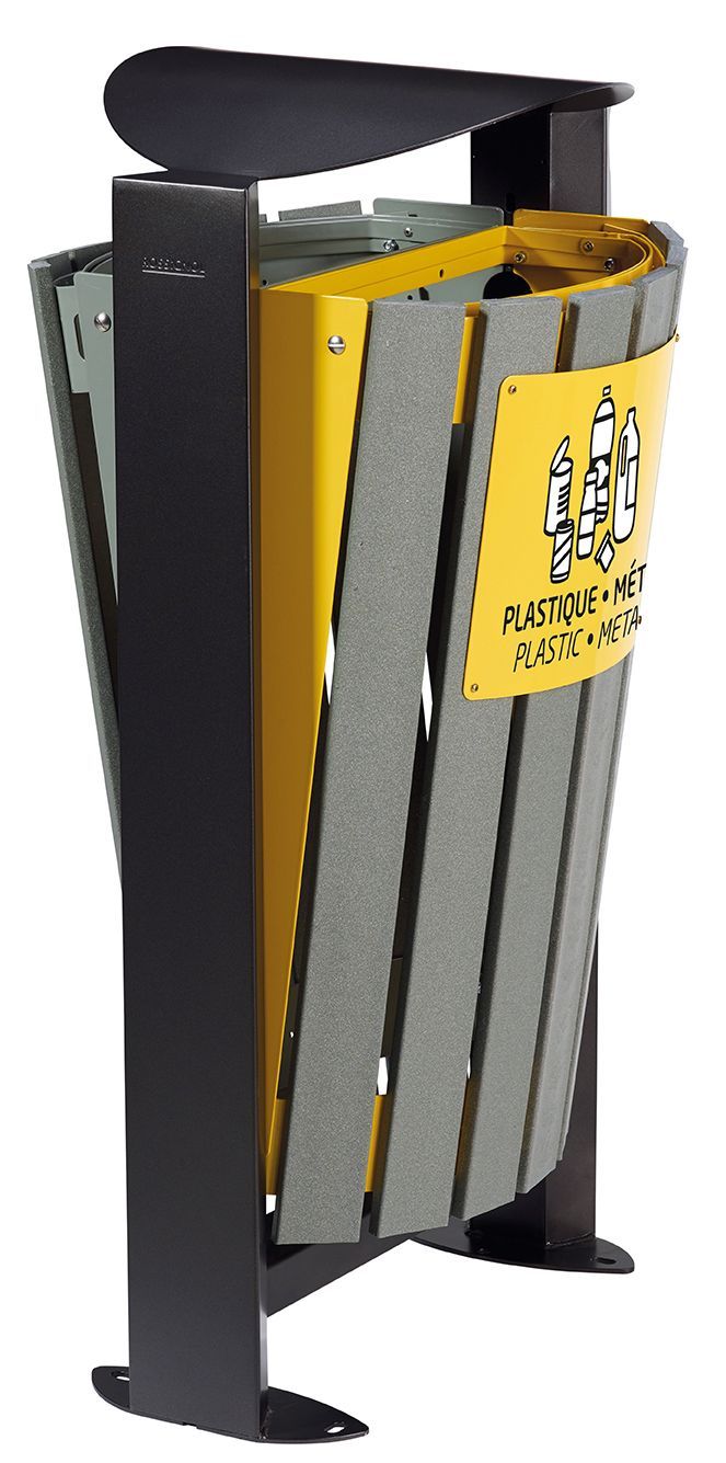 Corbeille publique Dive 2x60L recyclée - RCD260 - Résistante et imputrescible_0