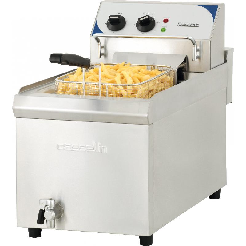 Friteuse électrique CFEV Casselin - 8 litres ou 2x8 litres, avec vanne de vidange et thermostat réglable_0