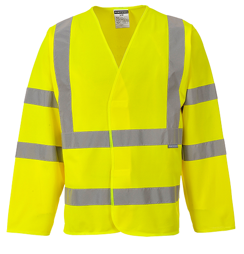 Gilet 2 bandes & baudrier manche longue jaune c473, sm_0