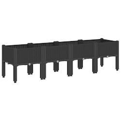 Helloshop26 - Jardinière bac lit surélevé plantes fleurs terrasse jardin avec pieds 160 x 40 x 42 cm PP noir 02_0038160 - 3000214120621_0