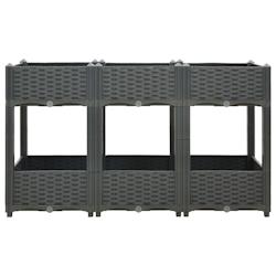 Helloshop26 - Jardinière lit surélevé plantes fleurs jardin 120 x 40 x 71 cm polypropylène gris foncé 02_0000908 - 3000072431532_0