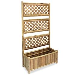 Helloshop26 - Jardinière lit surélevé plantes fleurs jardin avec treillis Bambou 70 cm 02_0001166 - 3000075281530_0
