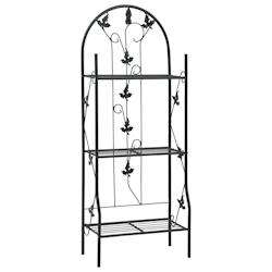 Helloshop26 - Support à plantes meuble fleurs 3 niveaux 52 x 28 x 128 cm Fer noir 02_0045239 - 3000220579277_0