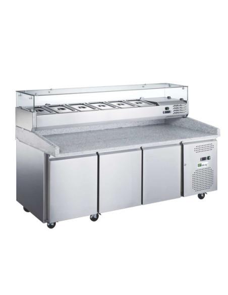 Meuble à pizzas réfrigéré 3 portes - dessus granit - kit réfrigéré inclus - Référence : AA3PZ_0