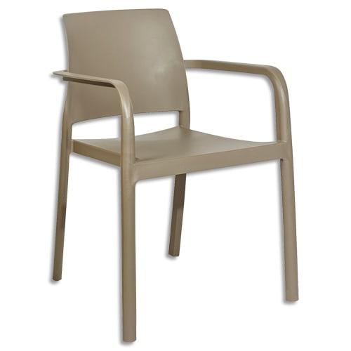 Mt international fauteuil extérieur en polypropylène taupe l56 x h80 x p58. Embout antidérapant_0