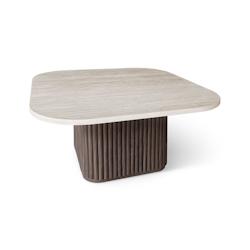 Now's Home - Table Basse Carre Effet Travertin Naturel/noyer 80x80x36cm Esther - 3256390252285_0