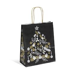 Sac Corben Noir kraft blanc poignées torsadées 18+8x22cm par 250 - 3700481692189_0