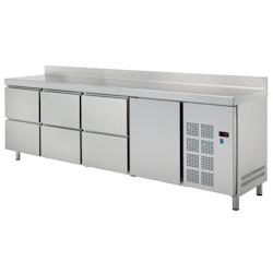 Table froide gn 1/1 1 porte 6 tiroirs - 2245x700x850 mm - 350 W 230/1V - 72299509 Eurast - inox 72299509_0