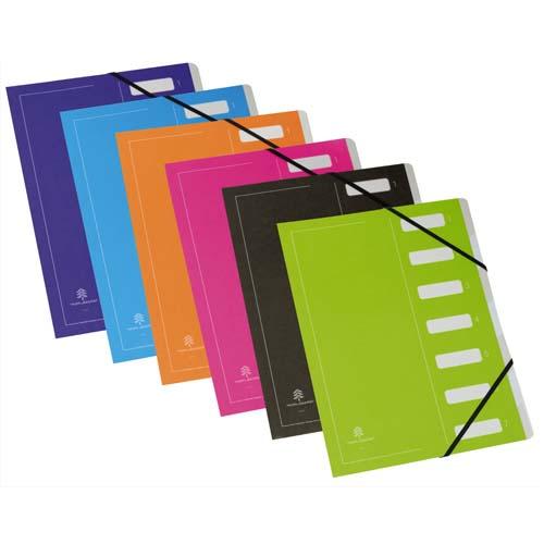 TRIEUR AVEC ÉLASTIQUE MON DOSSIER EN CARTE. 7 COMPARTIMENTS. COLORIS ASSORTIS. - LOT DE 2