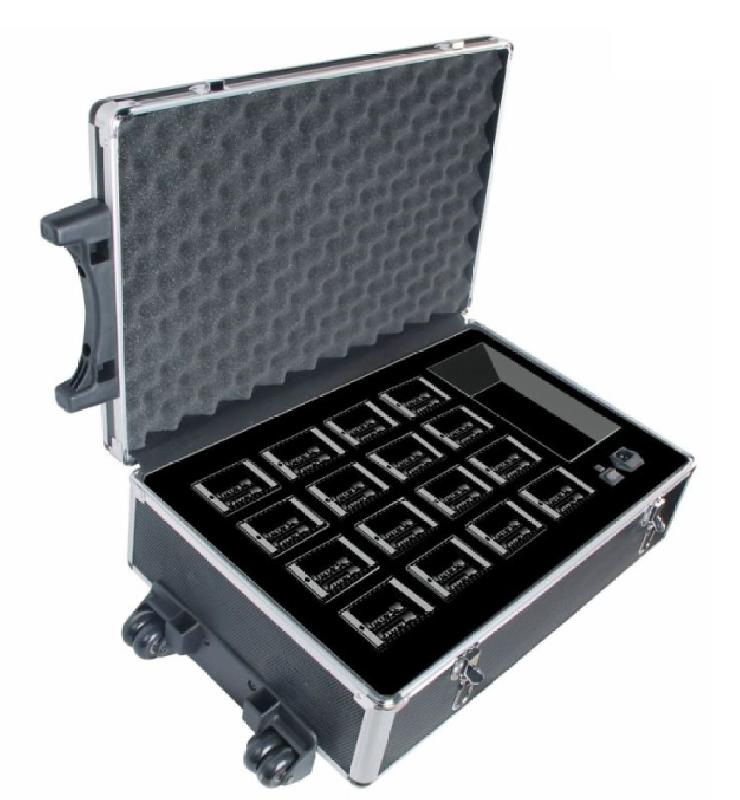 Valise de chargement et de stockage HT-2288B - 16 batteries pour pupitres Président et Délégués sans fil - Chariot intégré_0